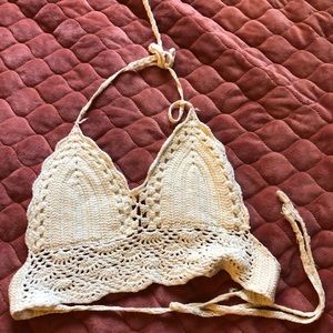 Knitted cream crop top